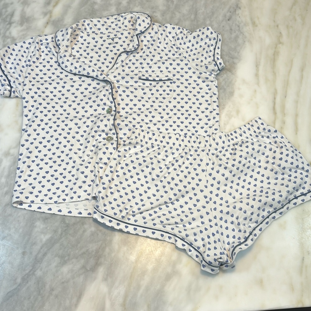 Roller Rabbits Blue Hearts Short Sleeved Polo Small